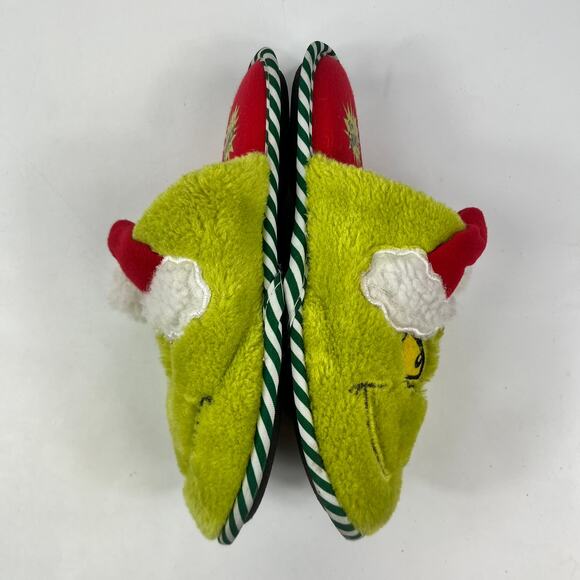 The Grinch Dr. Seuss Women’s Slippers S 5-6 Faux Fur Green Santa Holiday Shoes - Picture 2 of 11